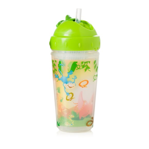 EVENFLO FEEDING Zoo Friends Insulated Straw Cup, Green - Picture 3 of 3